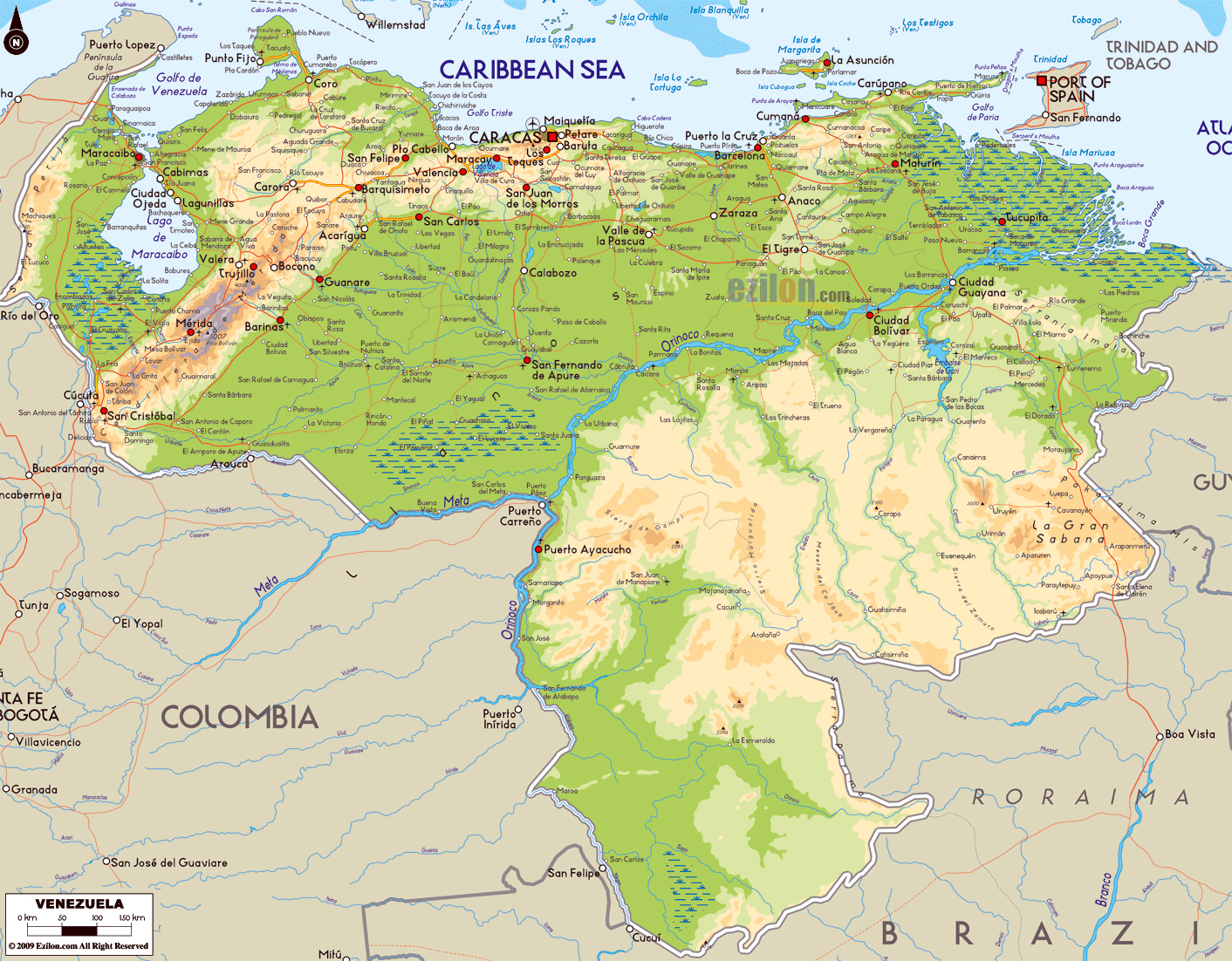 Mapa de Venezuela con sus ciudades principales