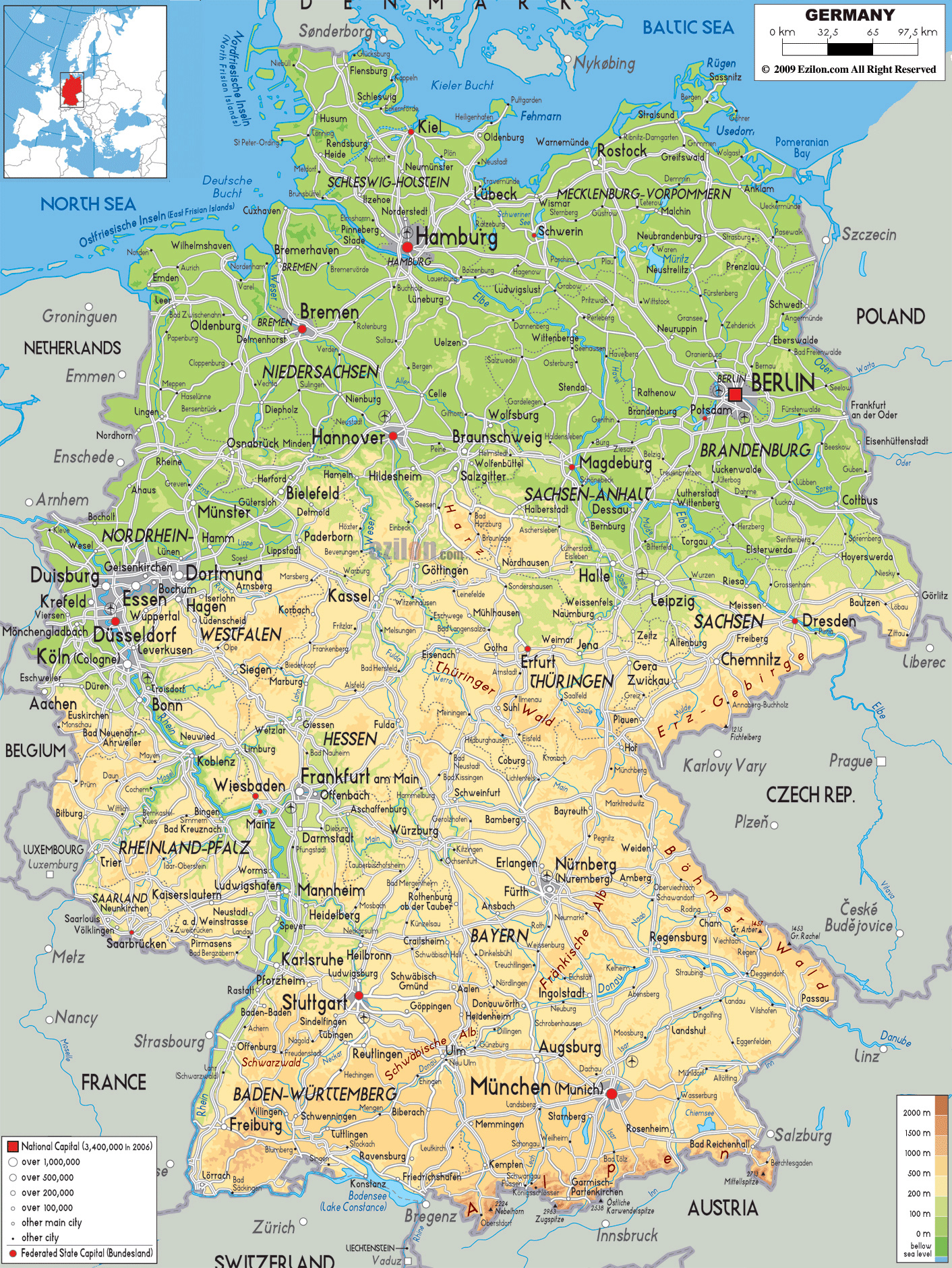Mapa de Alemania con sus ciudades principales