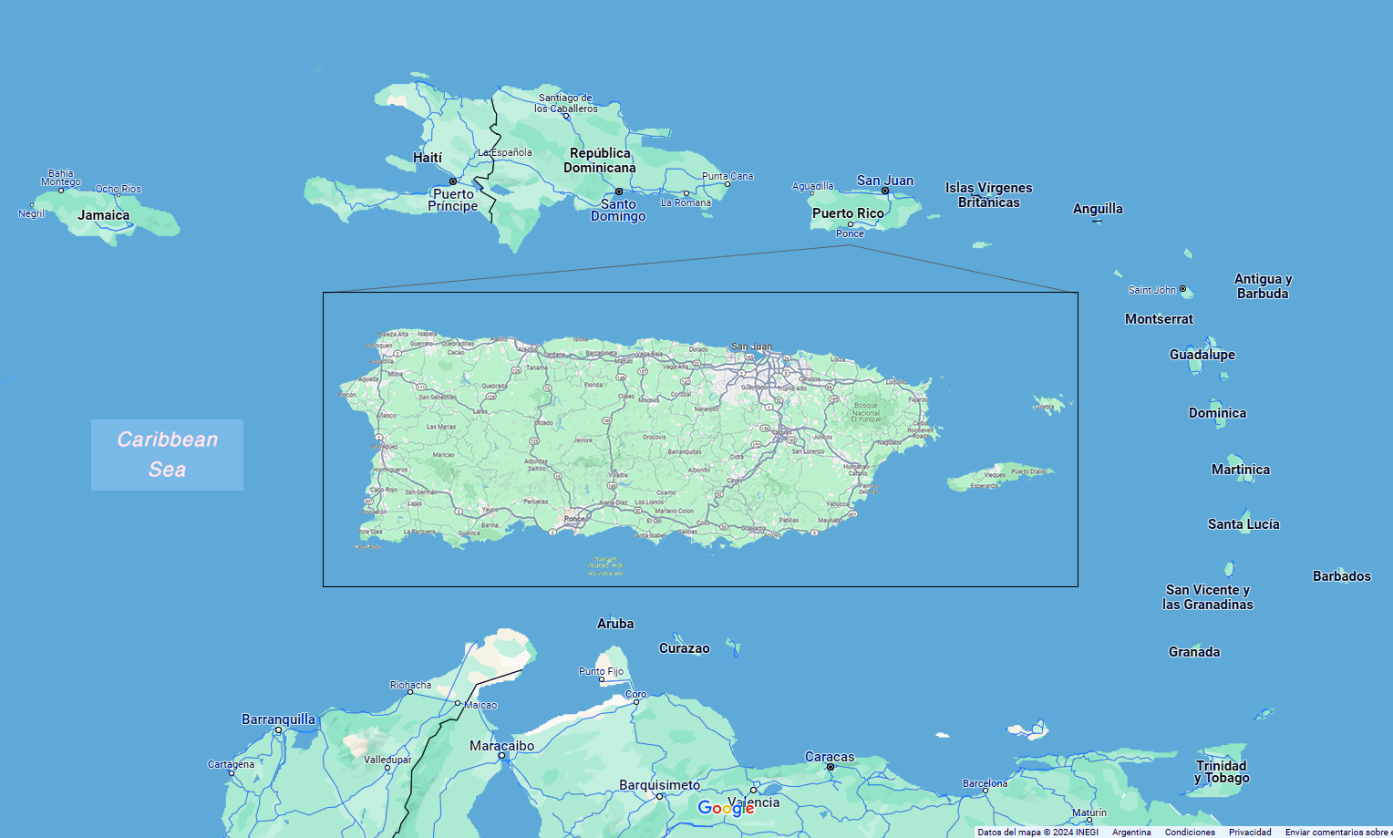 Mapa de Puerto Rico con sus ciudades principales