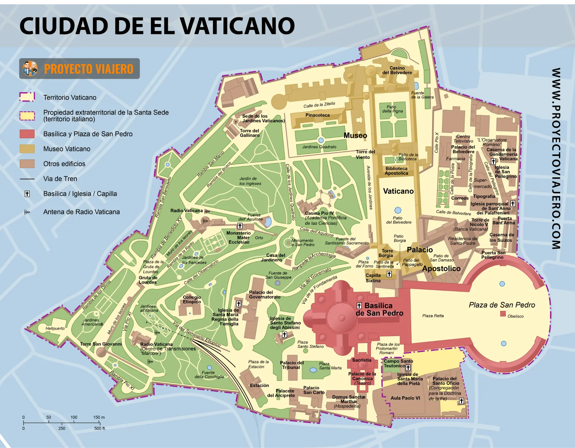Mapa de Vaticano con sus ciudades principales