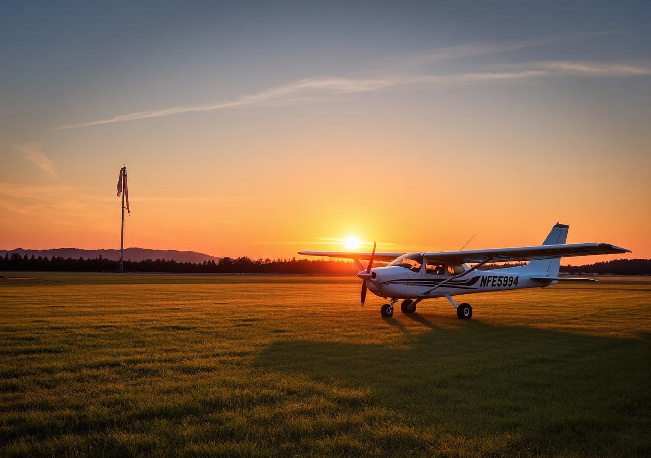 Aeródromo al amanecer, antesala de un vuelo